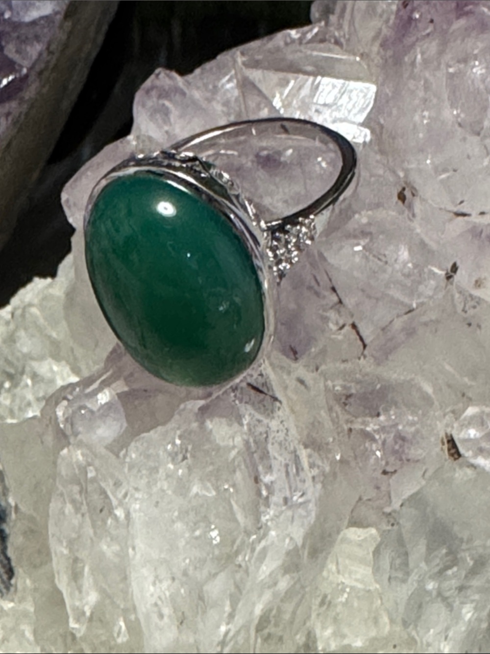 Green Stone Silver Ring - Elegant Women’s Ring